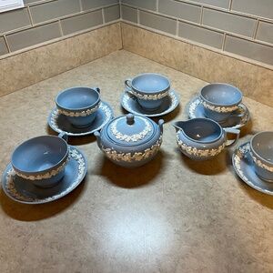 Vintage Wedgwood Queensware Embossed Cream On Lavender